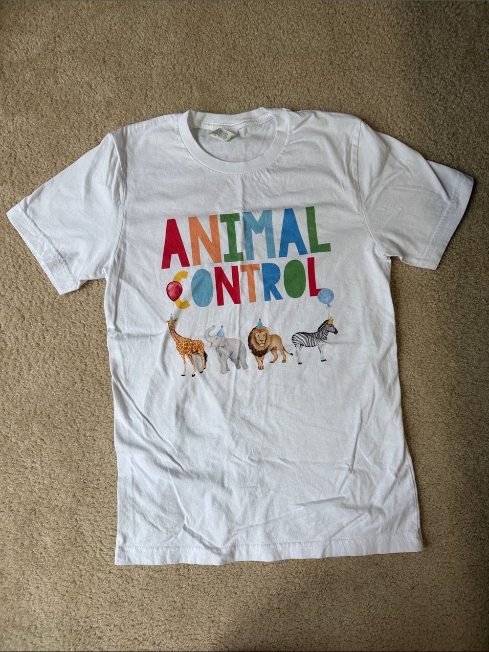 Women’s Animal Control T-Shirt for Kid’s Party Animal Birthday Size Small